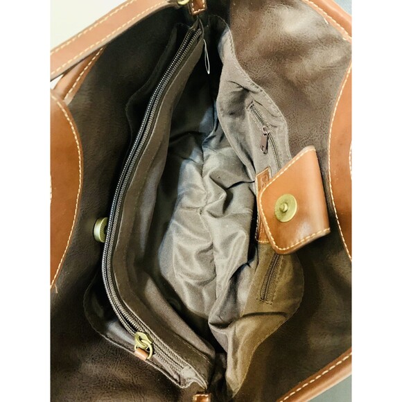 RELIC Animal Print Circular Black/Brown Hobo Crossbody Faux Leather Bag - Picture 6 of 11